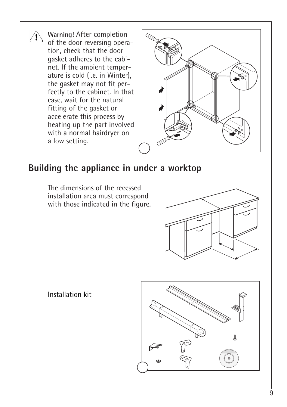 Building the appliance in under a worktop | Electrolux 66050i User Manual | Page 9 / 32