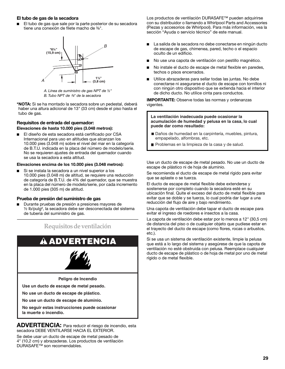 Requisitos de ventilación, Advertencia | Electrolux FKGHS01P User Manual | Page 29 / 68