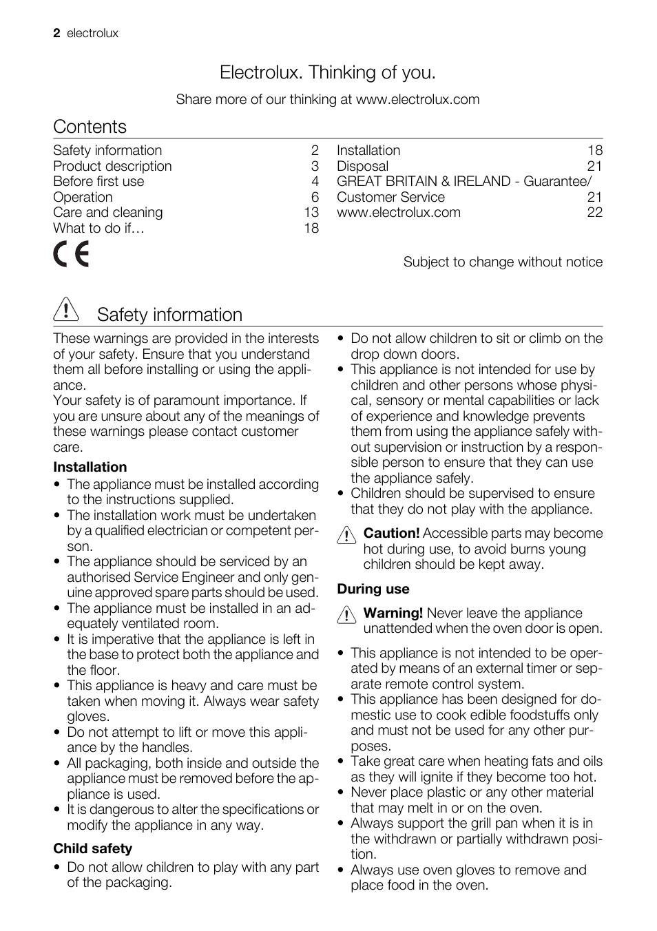 Electrolux EOU43003 User Manual | Page 2 / 24