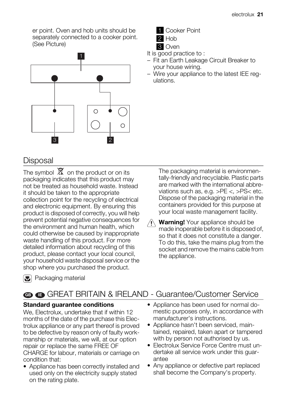 Disposal | Electrolux EOU43003 User Manual | Page 21 / 24