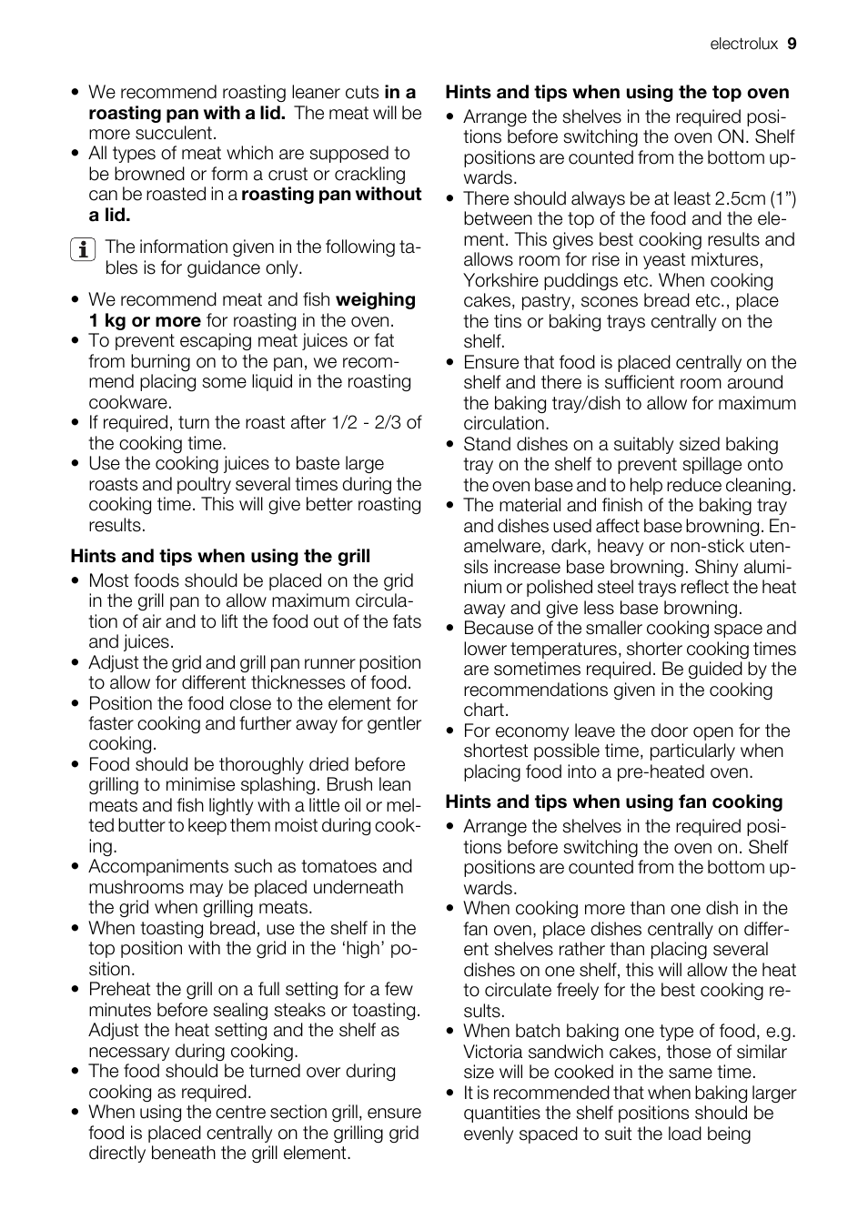 Electrolux EOU43003 User Manual | Page 9 / 24