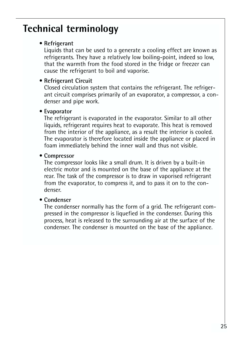 Technical terminology | Electrolux ARCTIS 70110 User Manual | Page 25 / 28