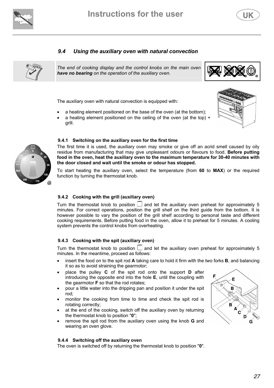 Instructions for the user | Electrolux Electric Cooker User Manual | Page 27 / 36