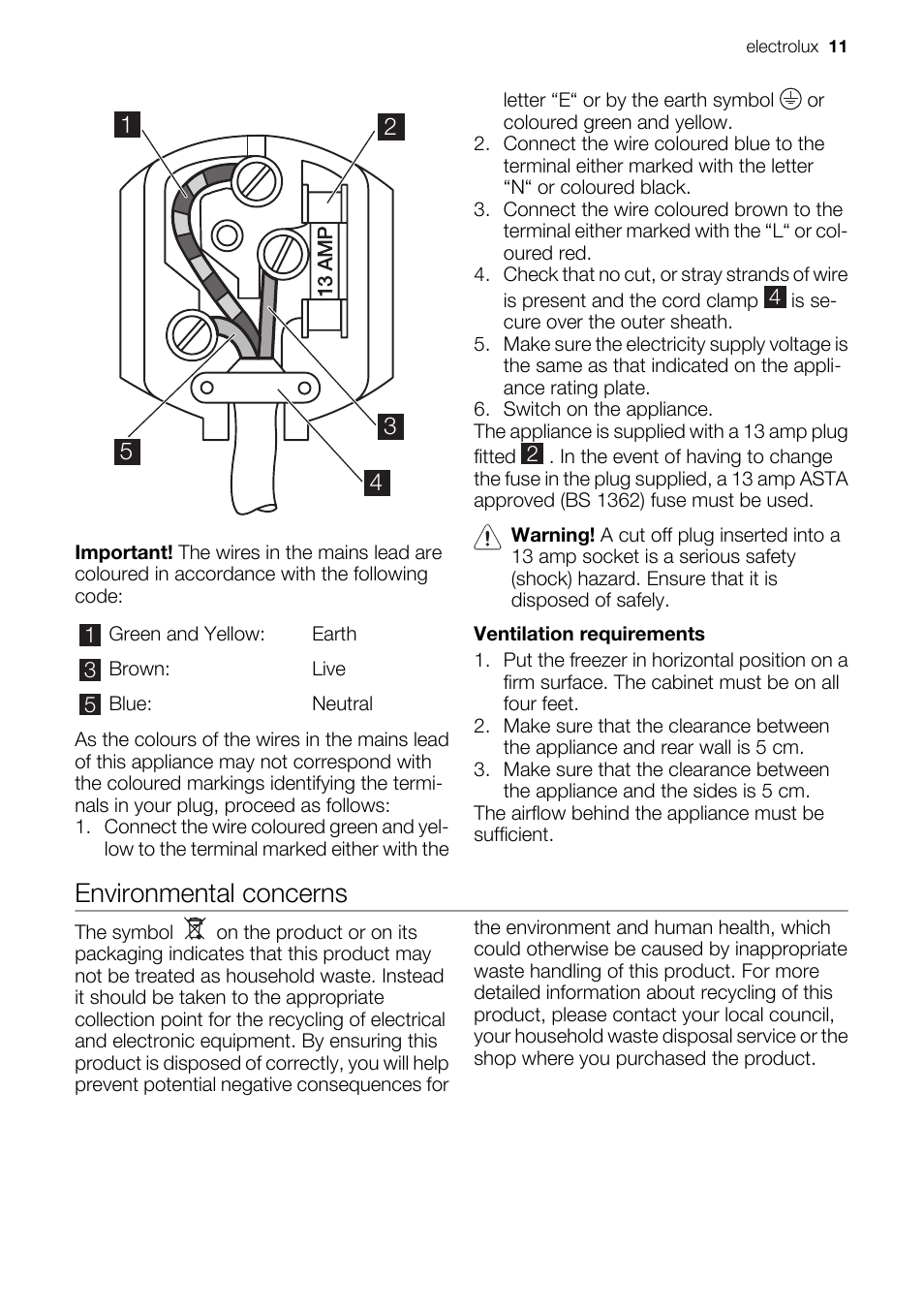 Environmental concerns | Electrolux ECN 50104 W User Manual | Page 11 / 12