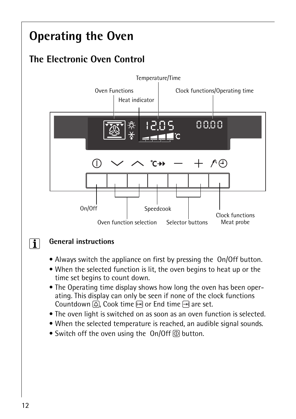 Operating the oven, The electronic oven control | Electrolux B8871-4 User Manual | Page 12 / 64