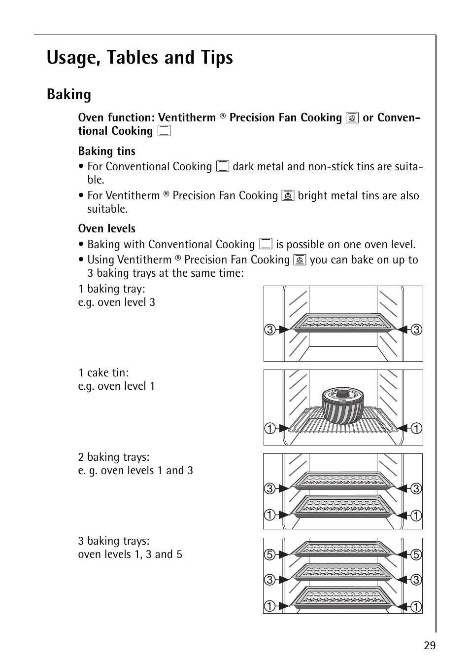 Usage, tables and tips, Baking | Electrolux B8871-4 User Manual | Page 29 / 64