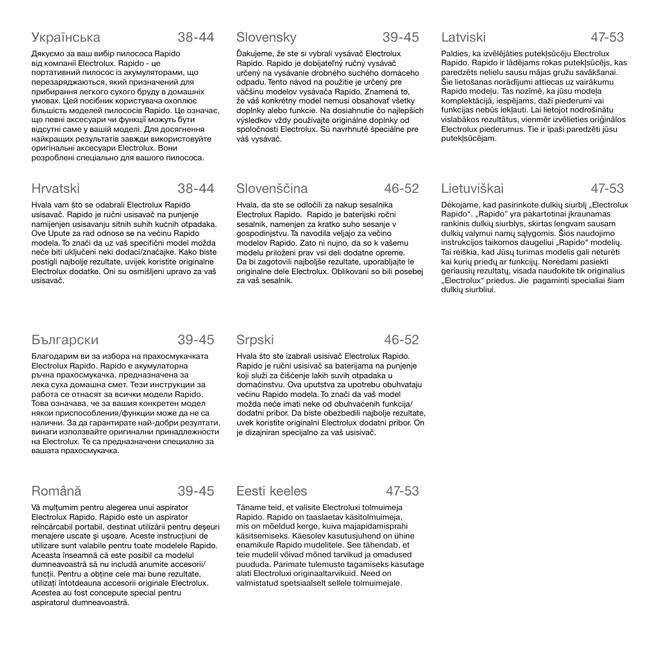 Electrolux Rapido Vacuum Cleaner User Manual | Page 5 / 60