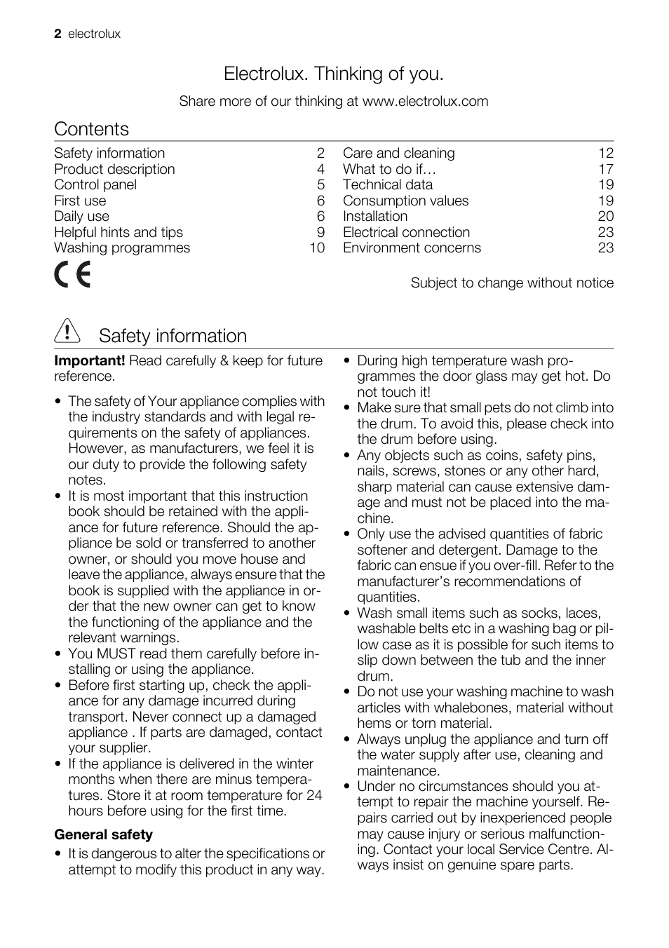 Electrolux EWP 10075 W User Manual | Page 2 / 24