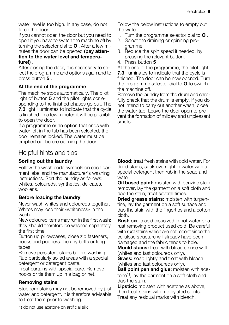 Helpful hints and tips | Electrolux EWP 10075 W User Manual | Page 9 / 24