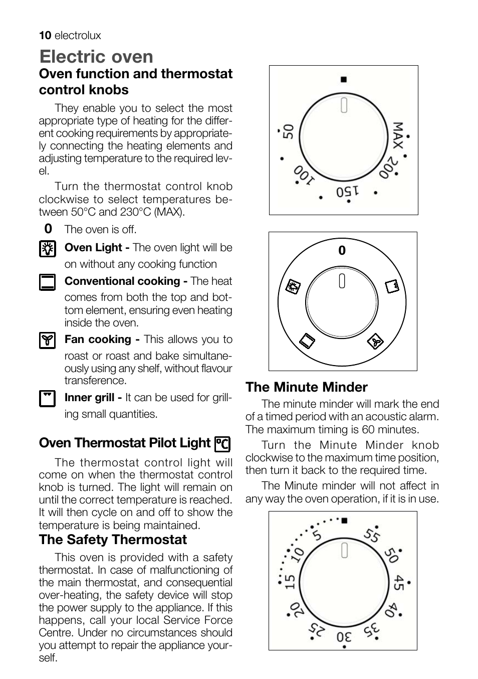 Electric oven | Electrolux EKM 70150 User Manual | Page 10 / 40