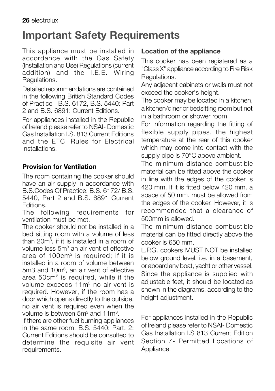 Important safety requirements | Electrolux EKM 70150 User Manual | Page 26 / 40