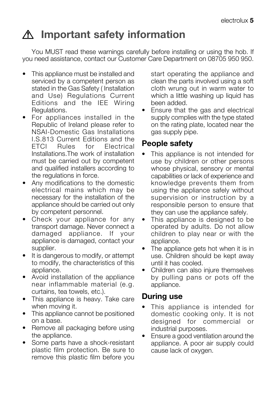 Important safety information, People safety, During use | Electrolux EKM 70150 User Manual | Page 5 / 40
