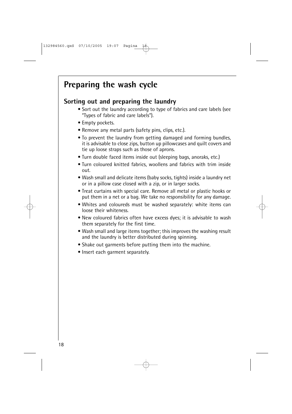 Preparing the wash cycle, Sorting out and preparing the laundry | Electrolux LAVAMAT TURBO L 12720 VIT User Manual | Page 18 / 52