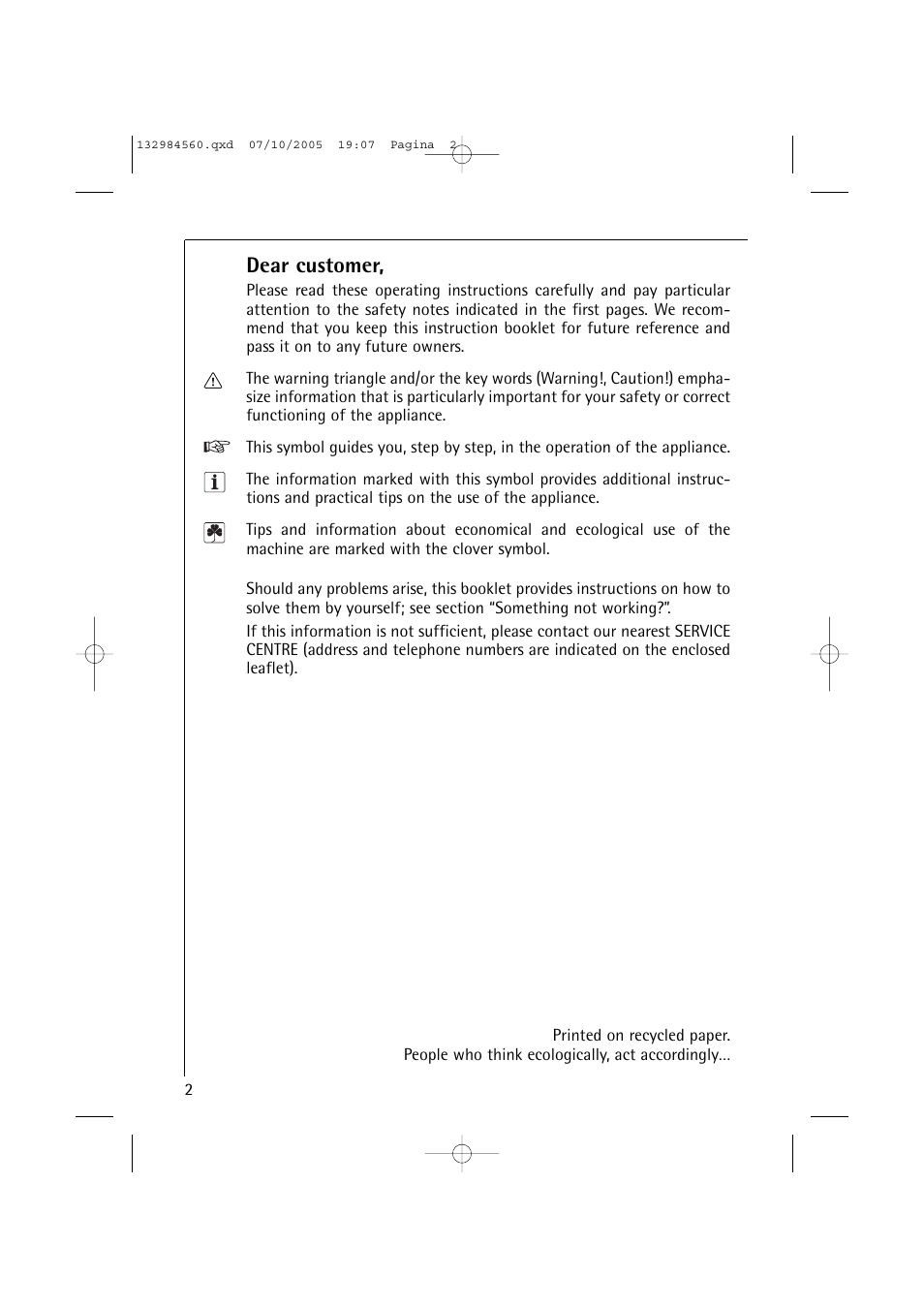 Dear customer | Electrolux LAVAMAT TURBO L 12720 VIT User Manual | Page 2 / 52