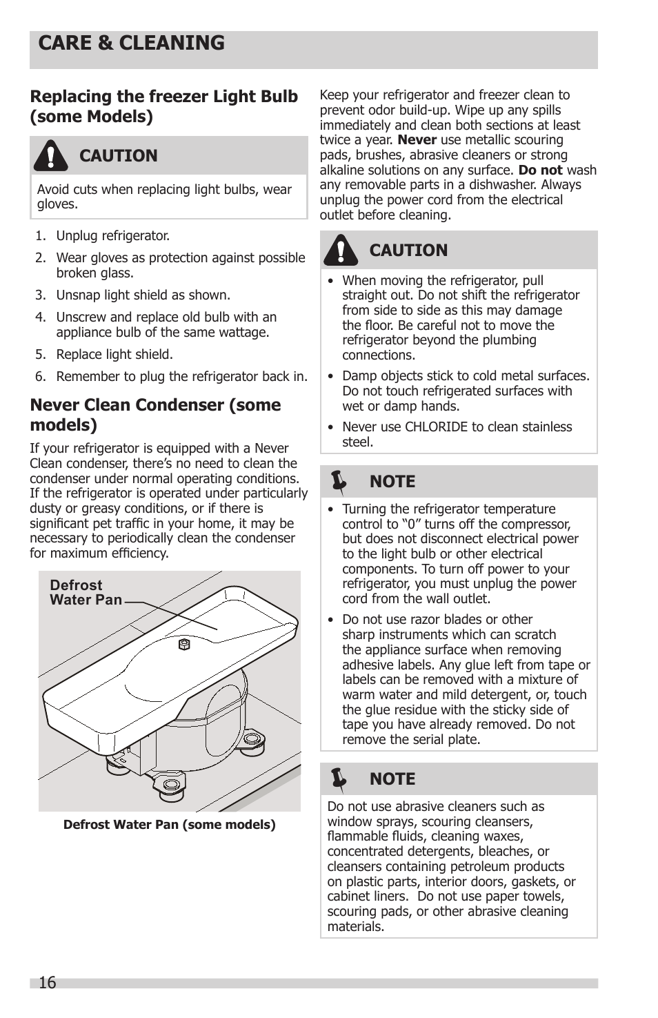 Care & cleaning | Electrolux 241857202 User Manual | Page 16 / 19