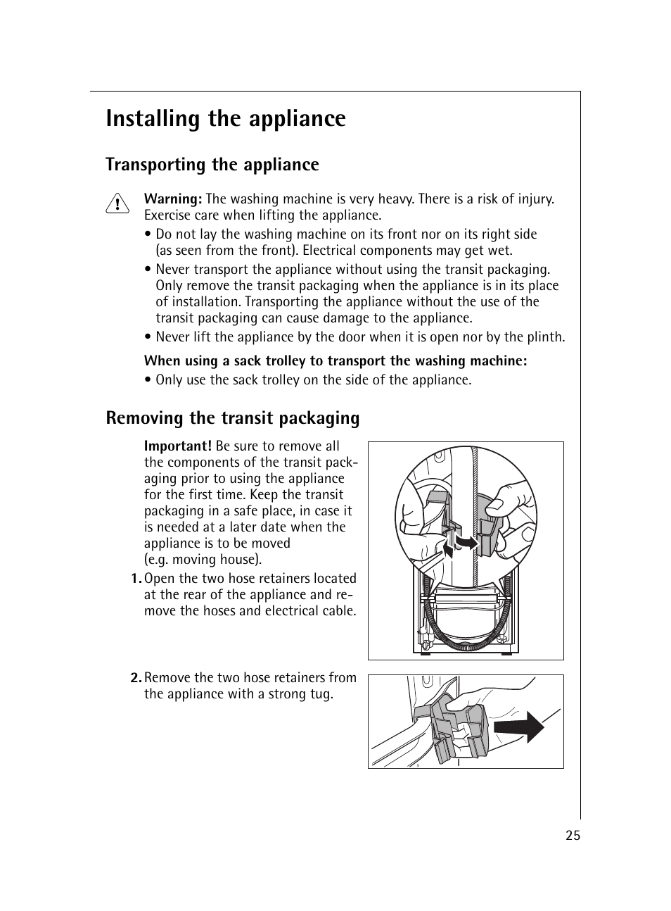 Installing the appliance | Electrolux 54600 User Manual | Page 25 / 36