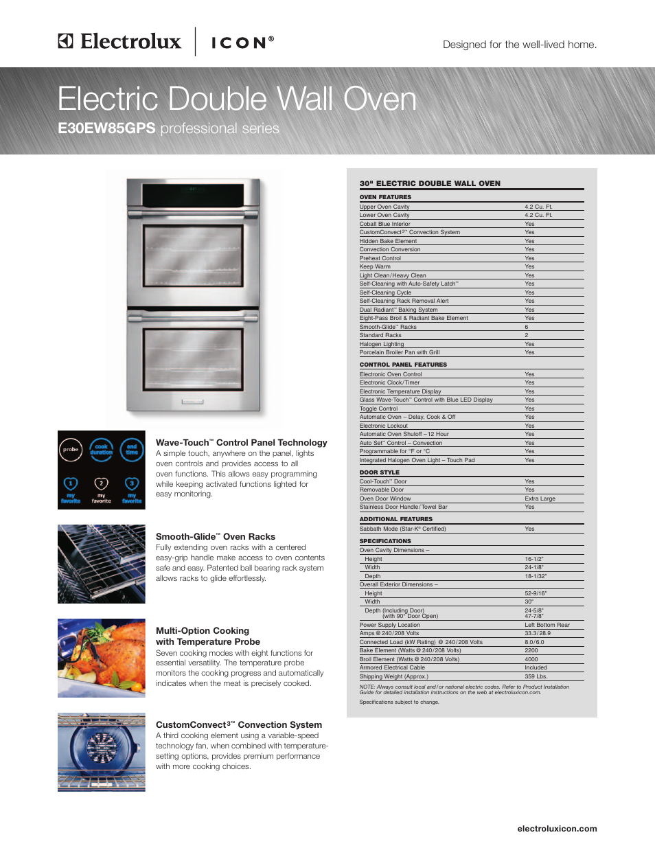 Electrolux E30EW85GPS User Manual | 2 pages