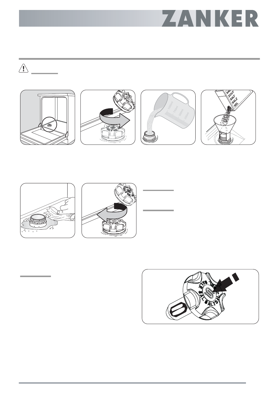 Filling with dishwasher salt | Electrolux ZKI1410 User Manual | Page 9 / 24