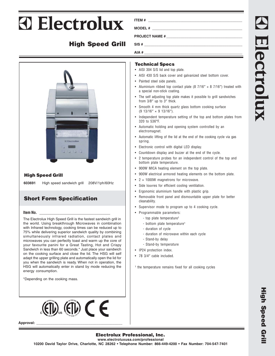 Electrolux 603542 User Manual | 2 pages