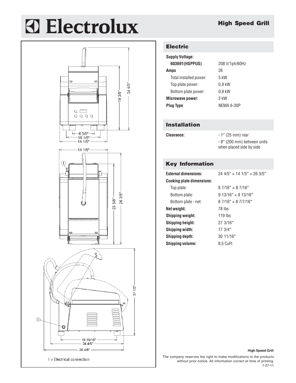 High speed grill | Electrolux 603542 User Manual | Page 2 / 2