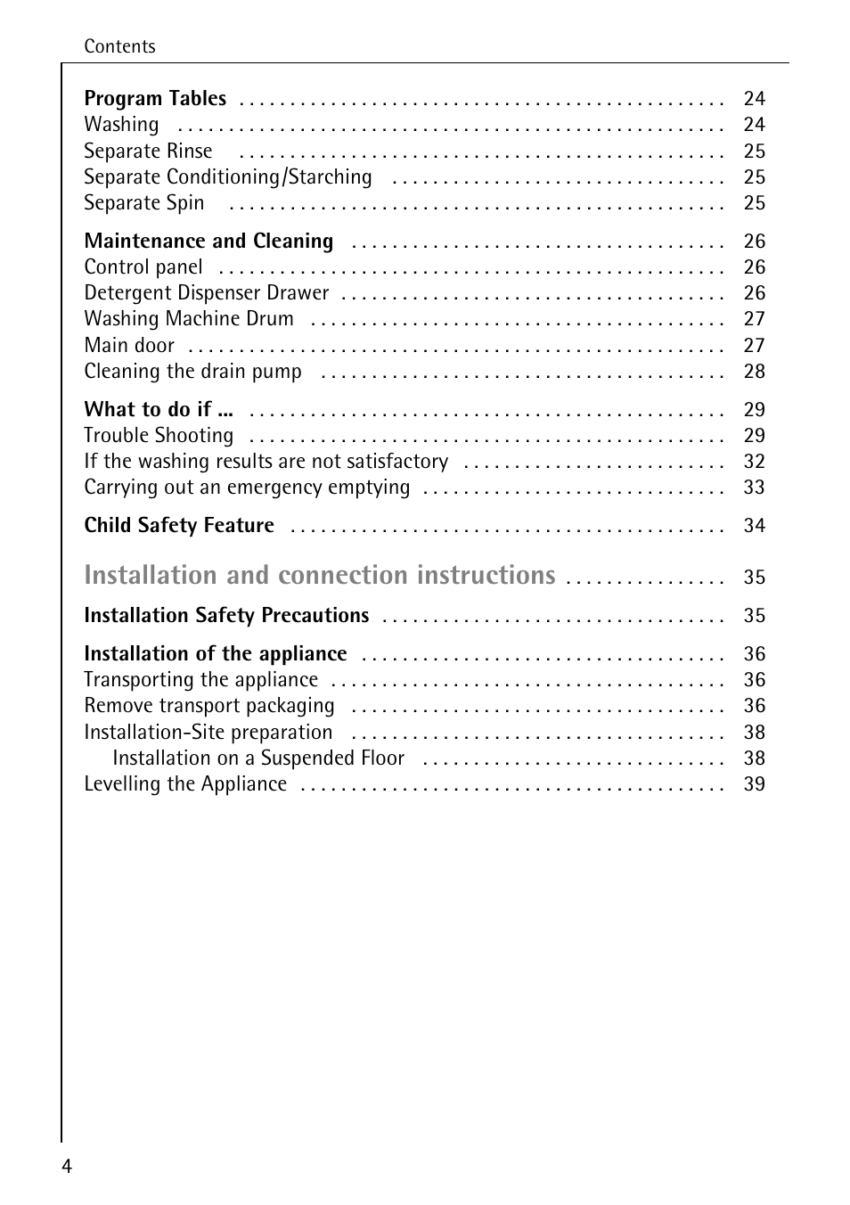 Installation and connection instructions | Electrolux LAVAMAT 50430 User Manual | Page 4 / 56