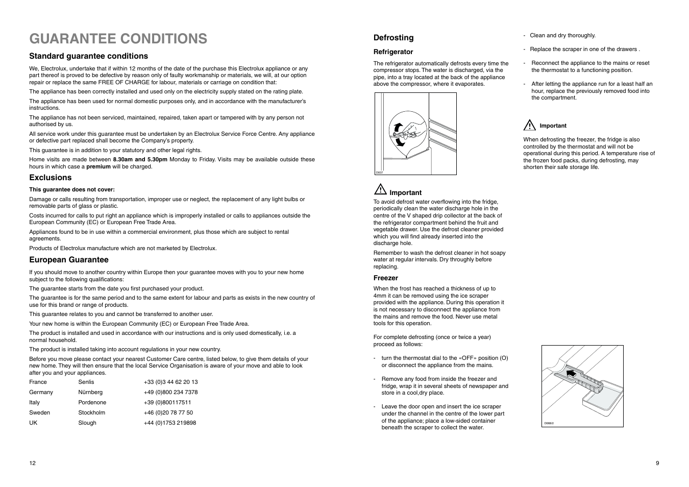 Guarantee conditions | Electrolux ERN 2820 User Manual | Page 12 / 20