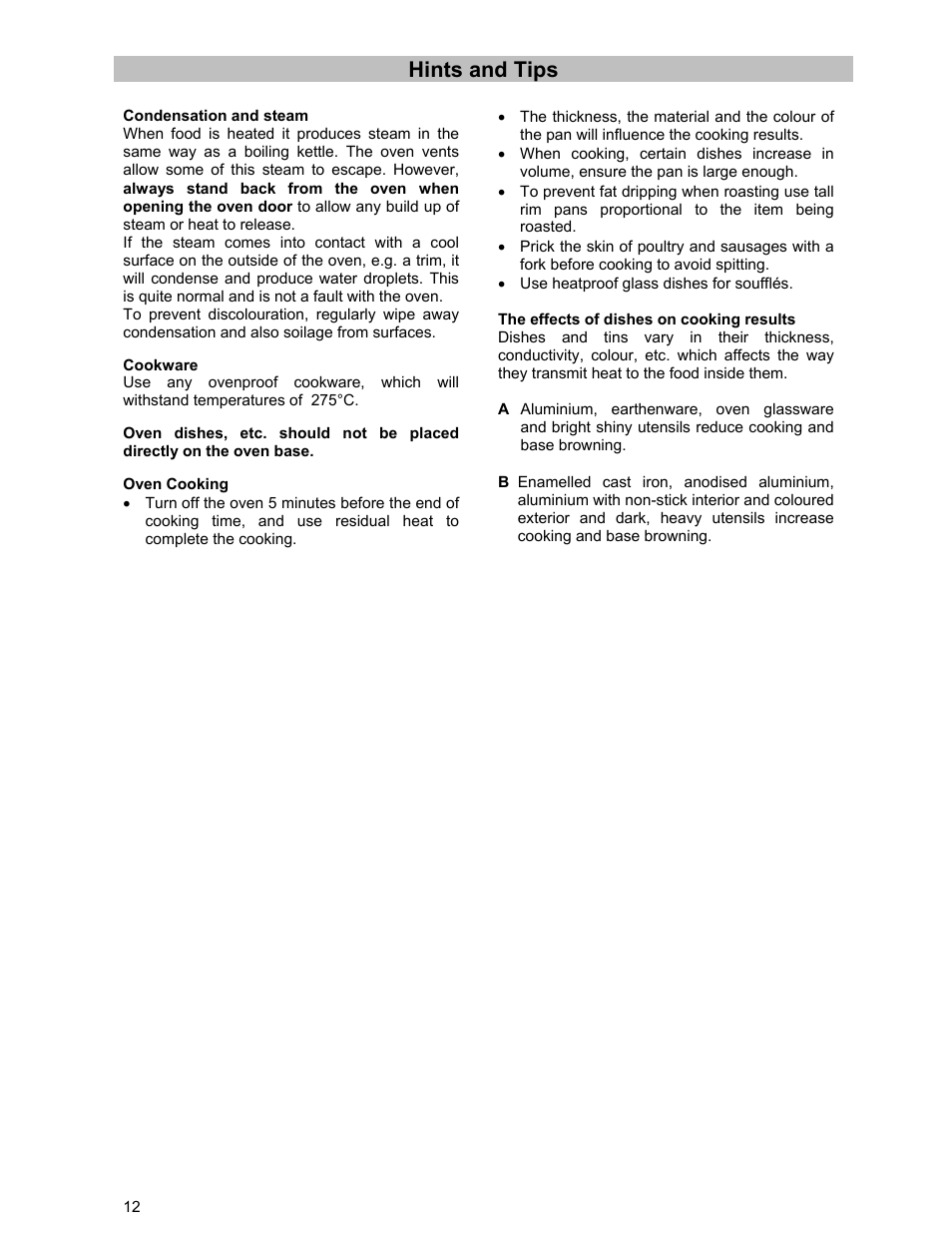 Hints and tips | Electrolux ZCG 531 User Manual | Page 12 / 28