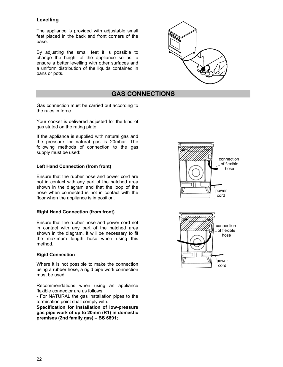 Gas connections | Electrolux ZCG 531 User Manual | Page 22 / 28