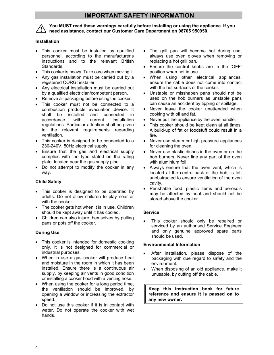 Important safety information | Electrolux ZCG 531 User Manual | Page 4 / 28