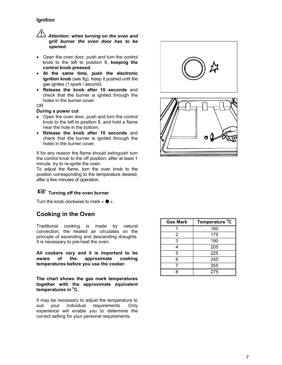 Cooking in the oven | Electrolux ZCG 531 User Manual | Page 7 / 28