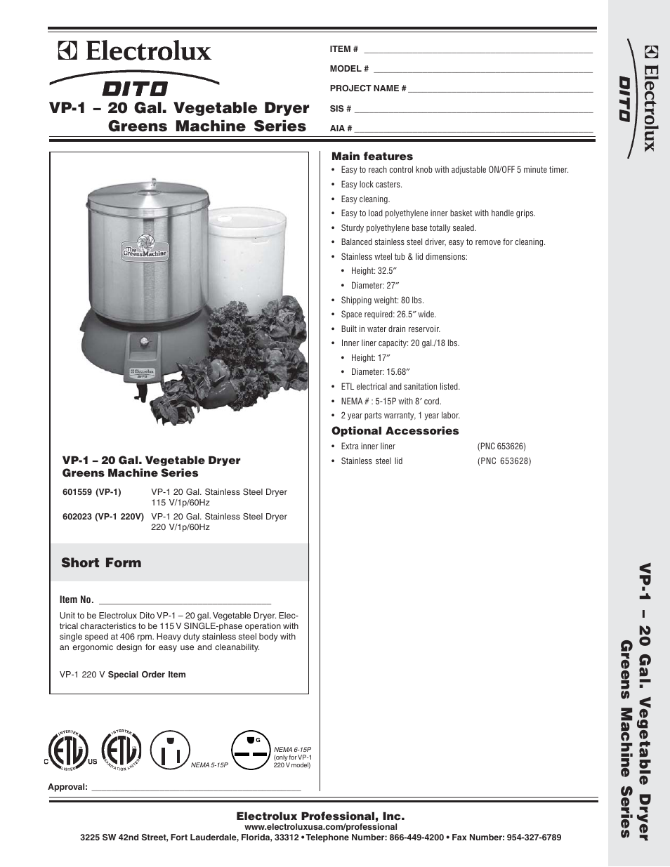 Electrolux Dito 601559 User Manual | 2 pages