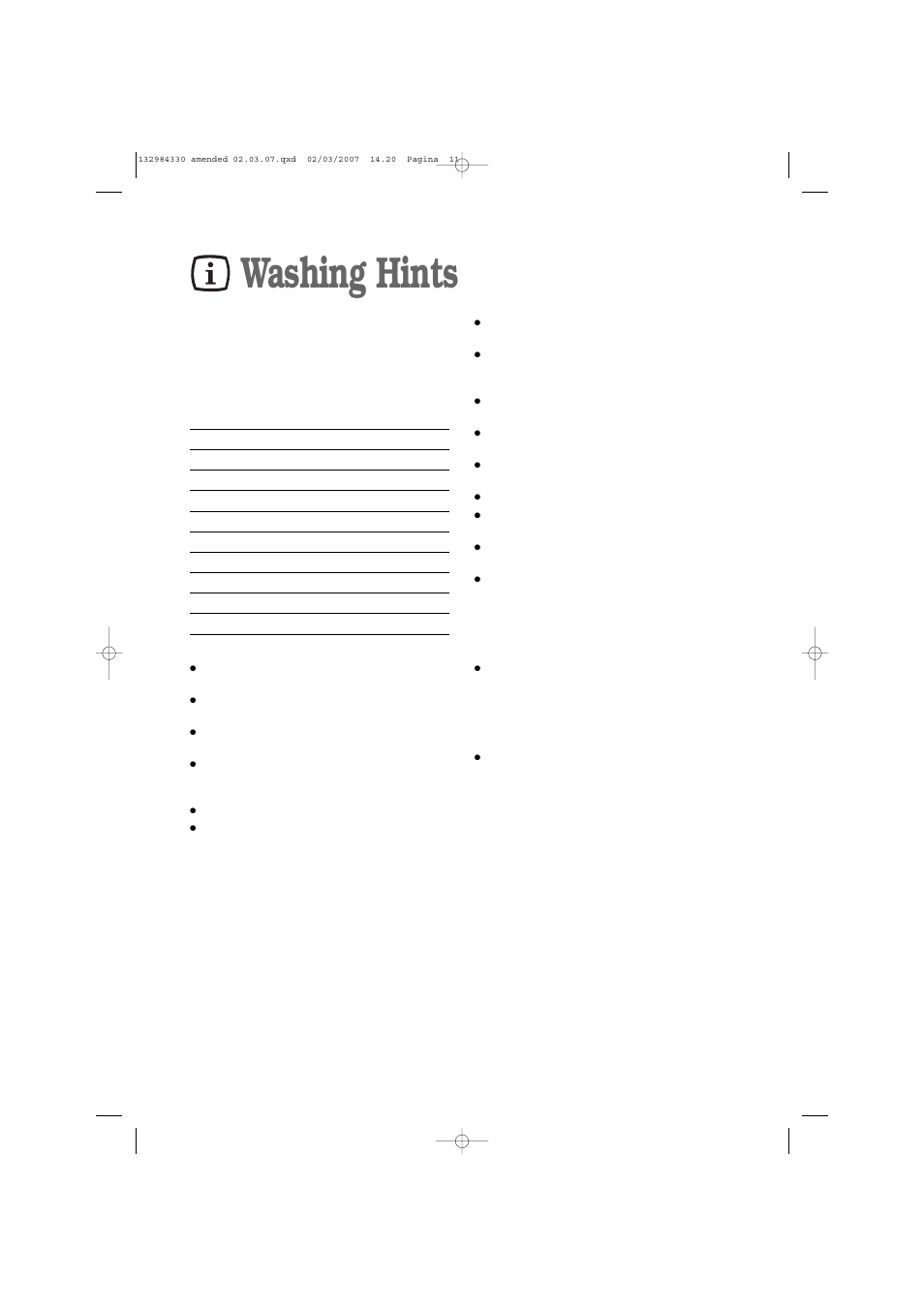 Washing hints | Electrolux U27381 EW 1013 I User Manual | Page 11 / 28