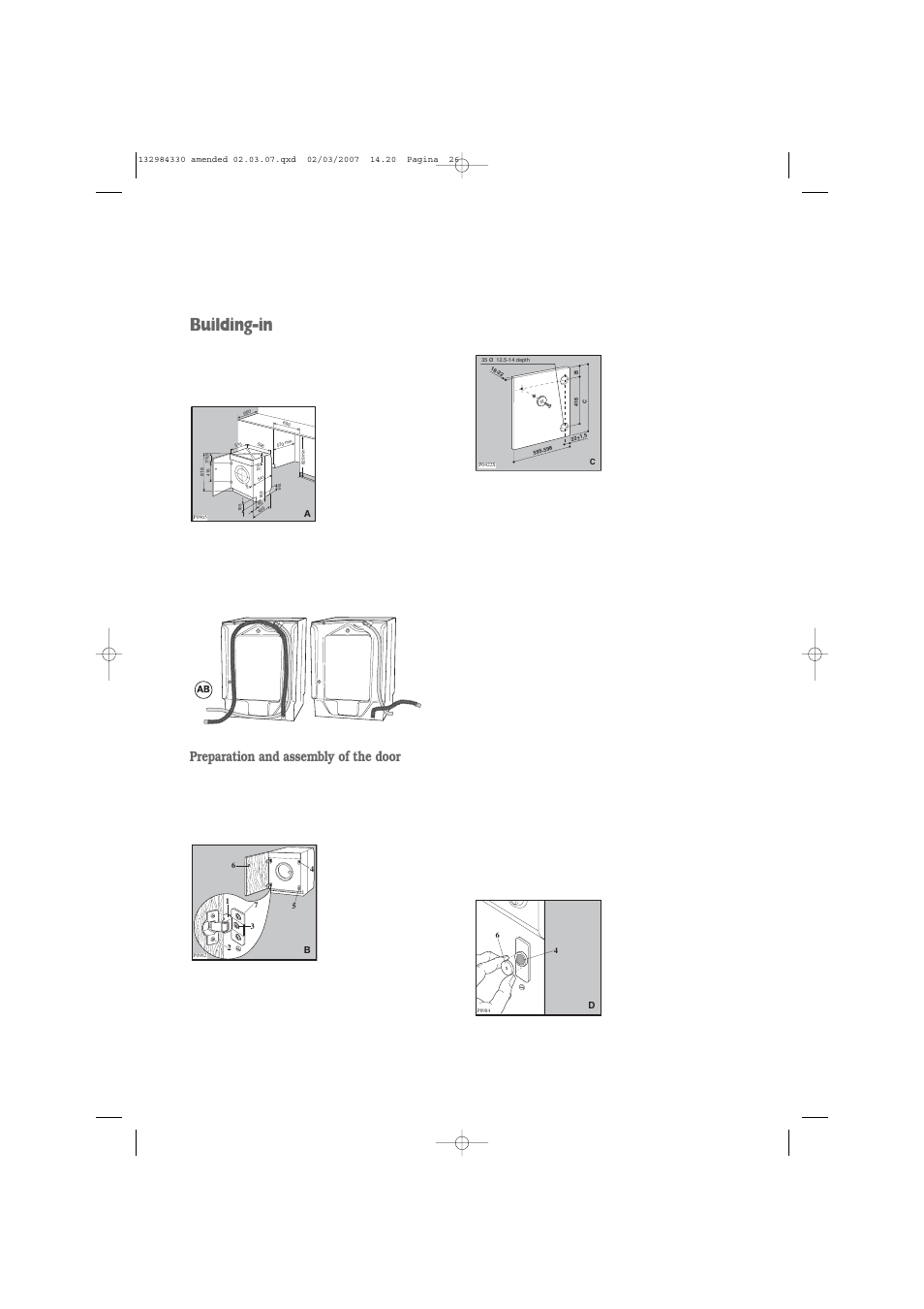 Building-in, Preparation and assembly of the door | Electrolux U27381 EW 1013 I User Manual | Page 26 / 28