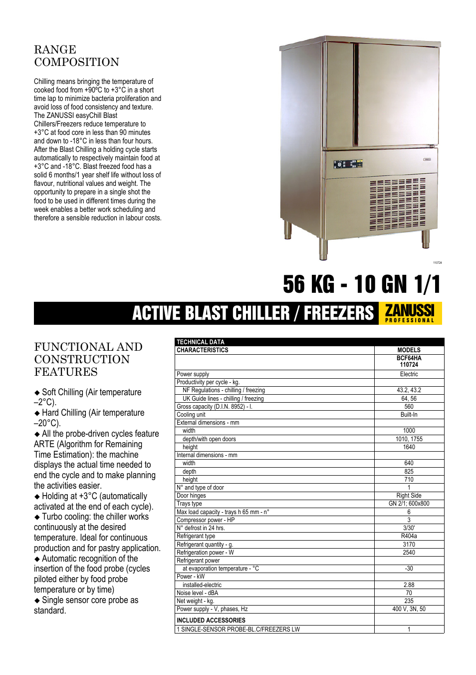 Electrolux Zanussi Professional 110724 User Manual | 3 pages