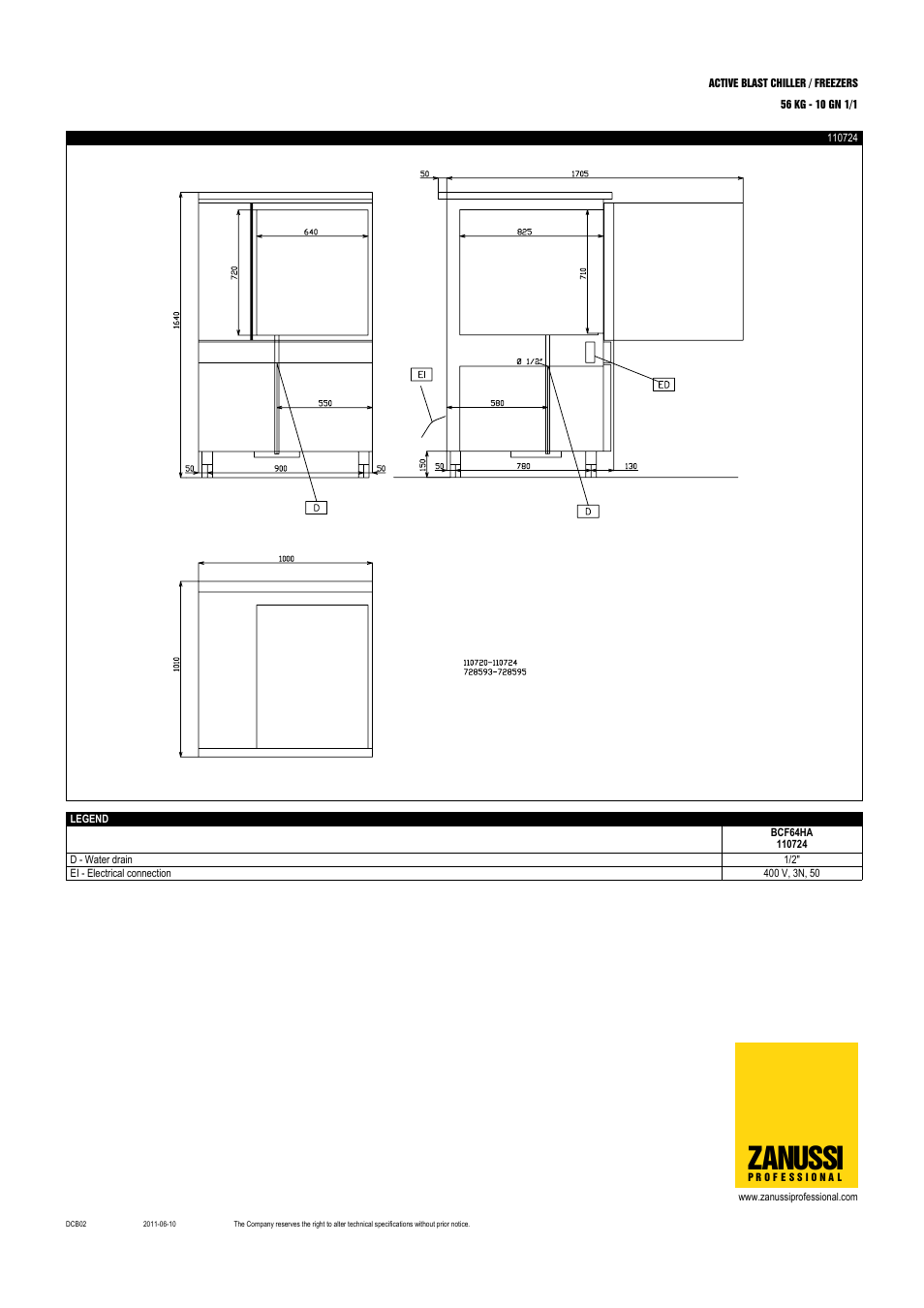 Zanussi | Electrolux Zanussi Professional 110724 User Manual | Page 3 / 3