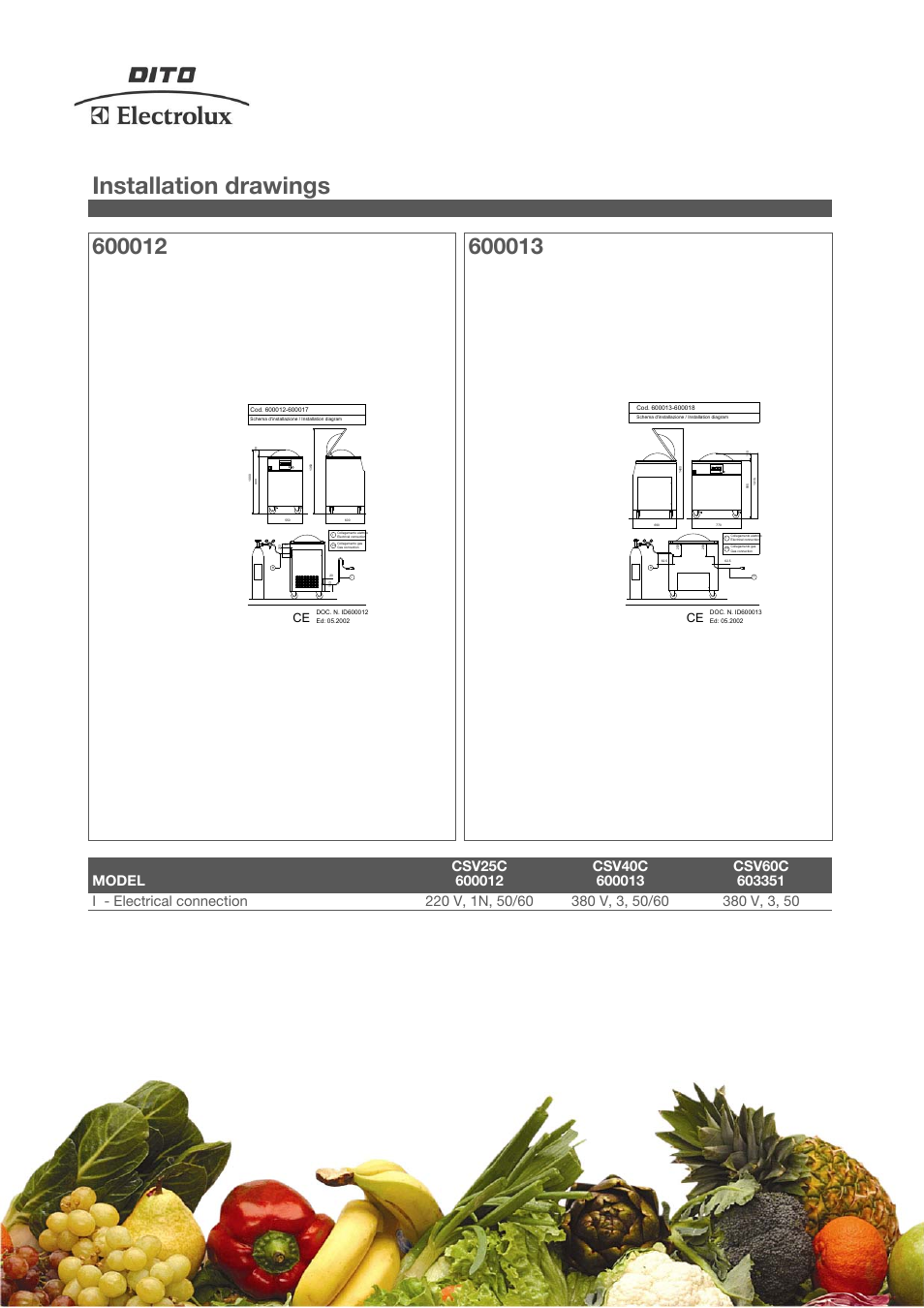 Installation drawings | Electrolux Dito CSV40C User Manual | Page 3 / 4
