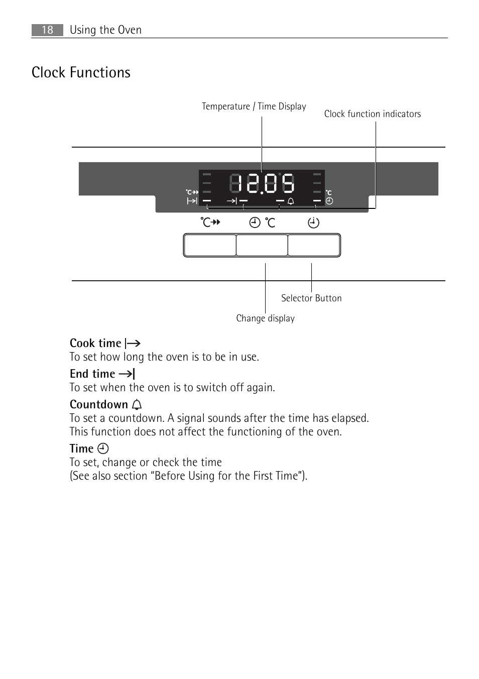 Clock functions | Electrolux USER MANUAL BUILT-IN ELECTRIC OVEN B5701-5 User Manual | Page 18 / 60