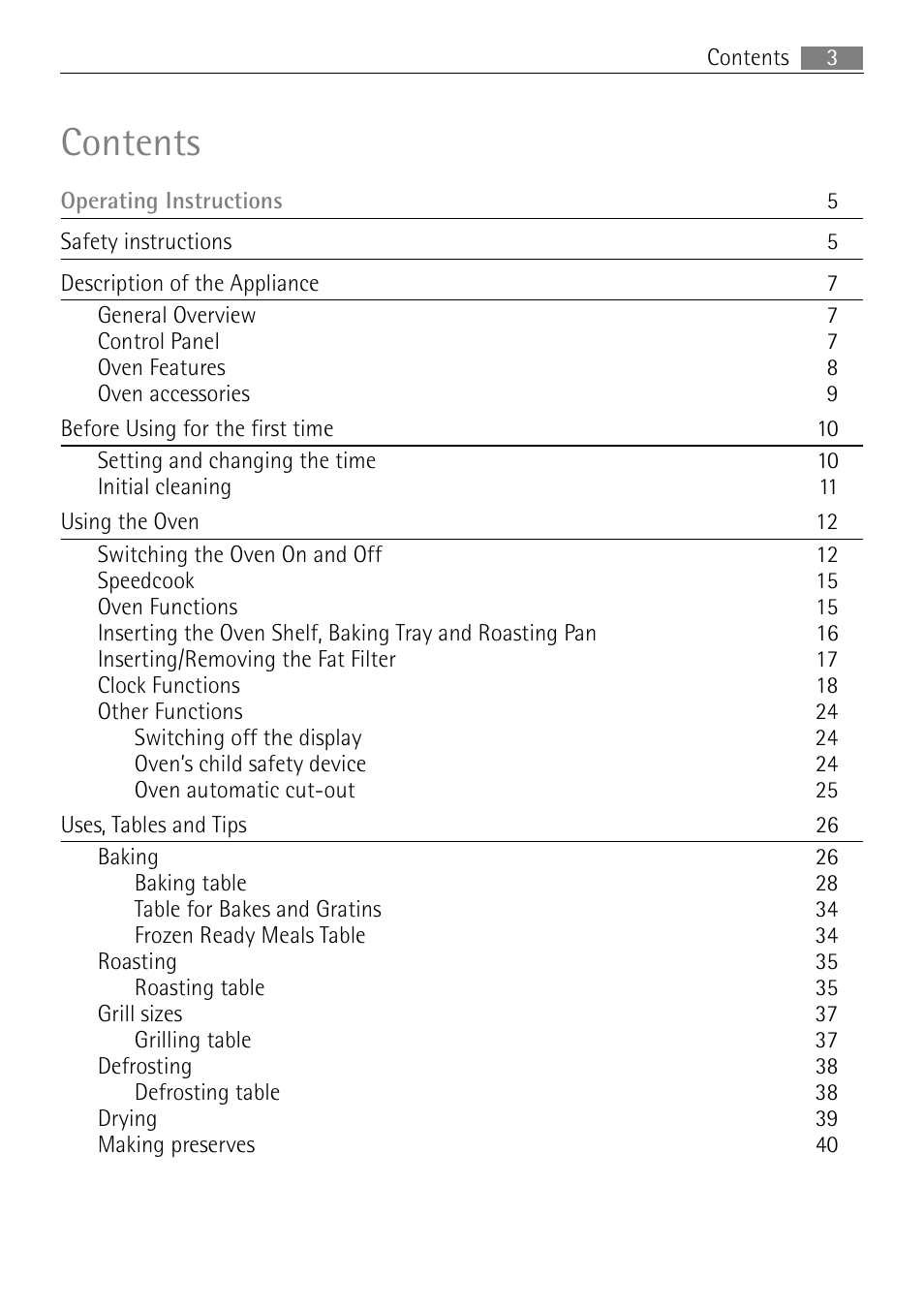 Electrolux USER MANUAL BUILT-IN ELECTRIC OVEN B5701-5 User Manual | Page 3 / 60