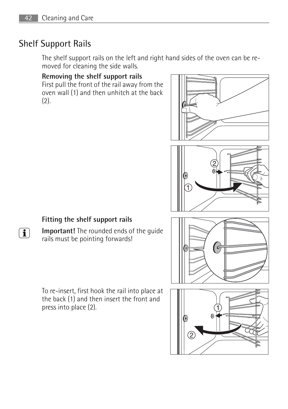 Shelf support rails | Electrolux USER MANUAL BUILT-IN ELECTRIC OVEN B5701-5 User Manual | Page 42 / 60