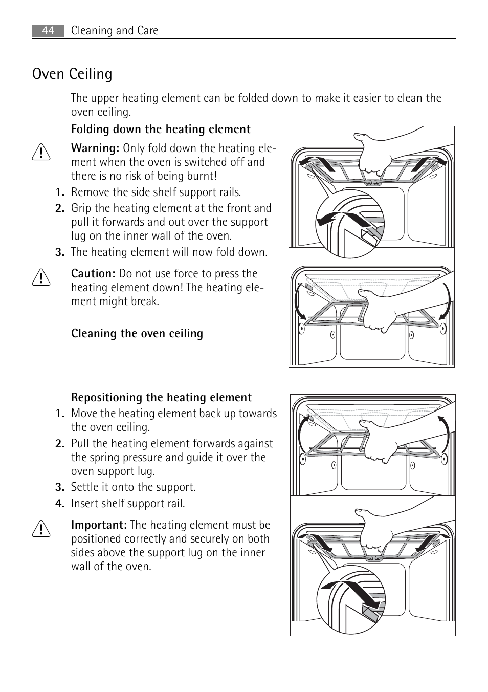 Oven ceiling | Electrolux USER MANUAL BUILT-IN ELECTRIC OVEN B5701-5 User Manual | Page 44 / 60