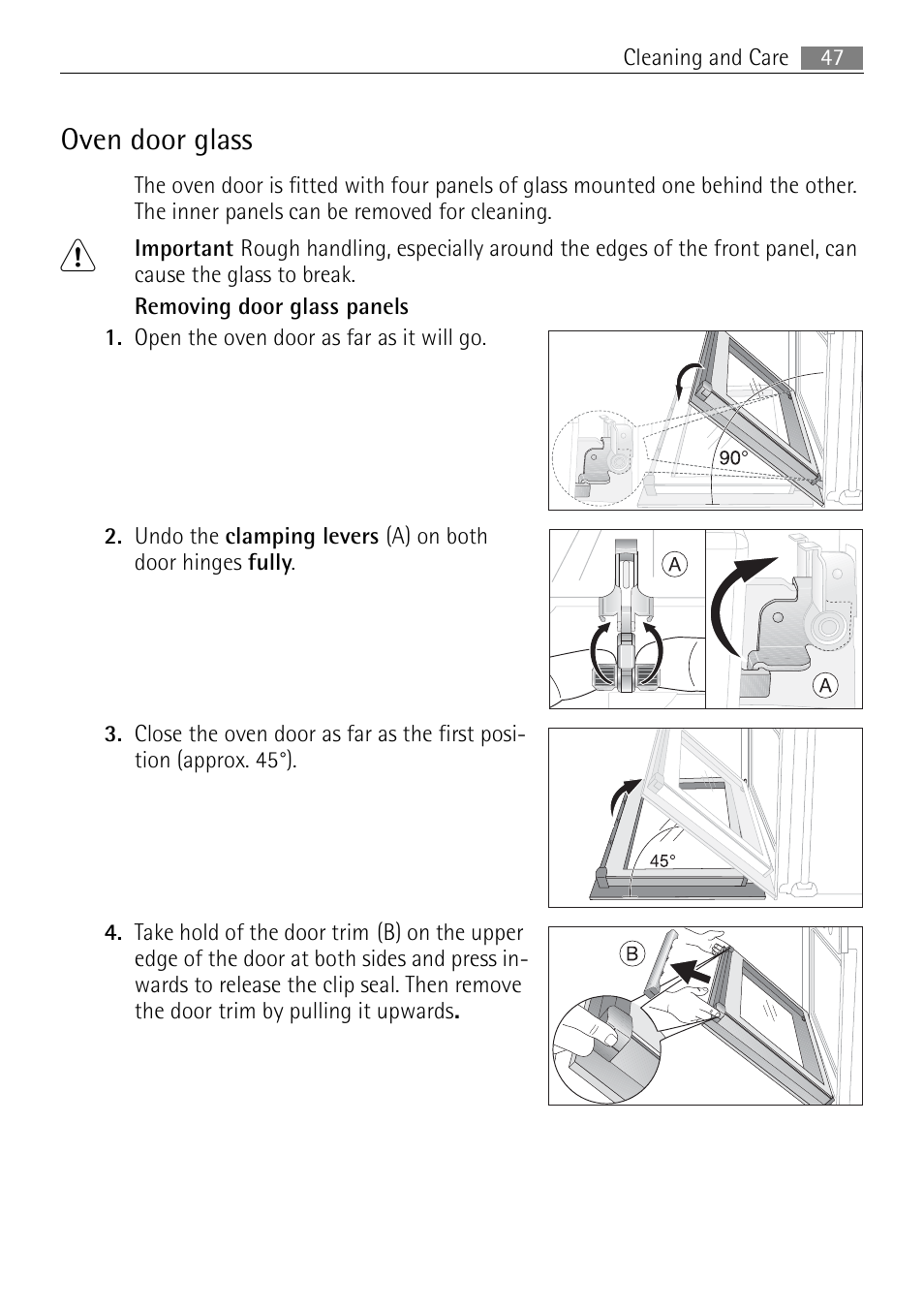 Oven door glass | Electrolux USER MANUAL BUILT-IN ELECTRIC OVEN B5701-5 User Manual | Page 47 / 60