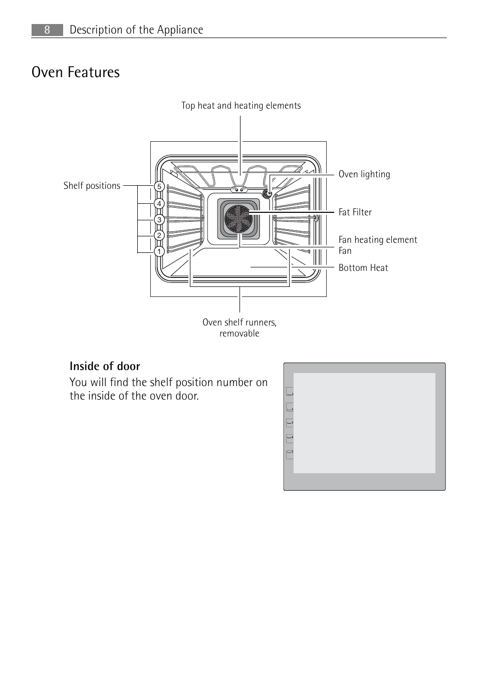 Oven features | Electrolux USER MANUAL BUILT-IN ELECTRIC OVEN B5701-5 User Manual | Page 8 / 60
