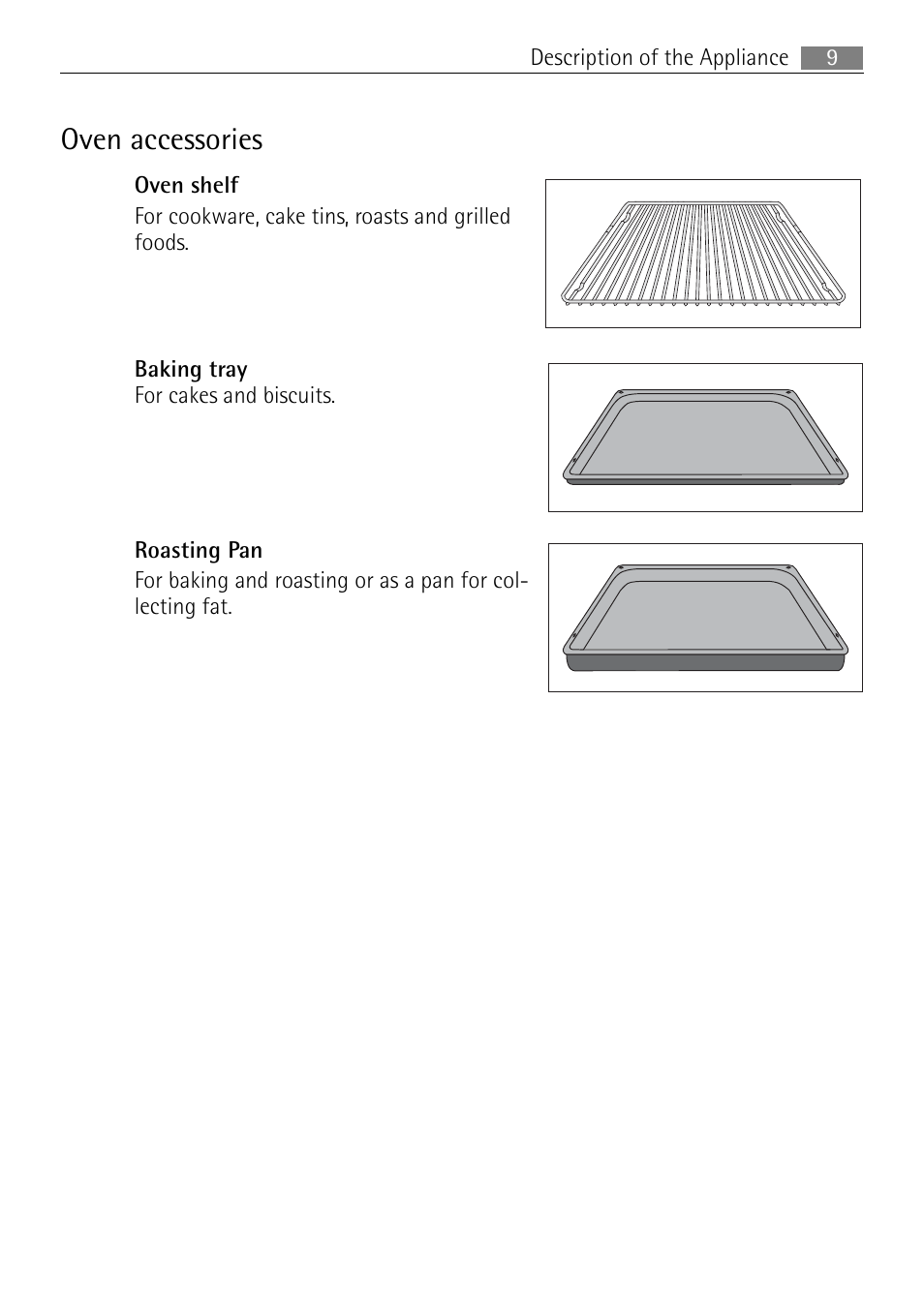 Oven accessories | Electrolux USER MANUAL BUILT-IN ELECTRIC OVEN B5701-5 User Manual | Page 9 / 60