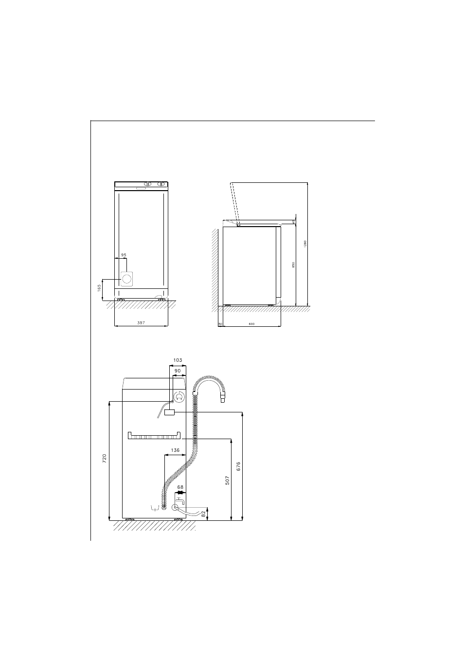 Washing machine dimensions | Electrolux LAVAMAT 42230 User Manual | Page 32 / 40