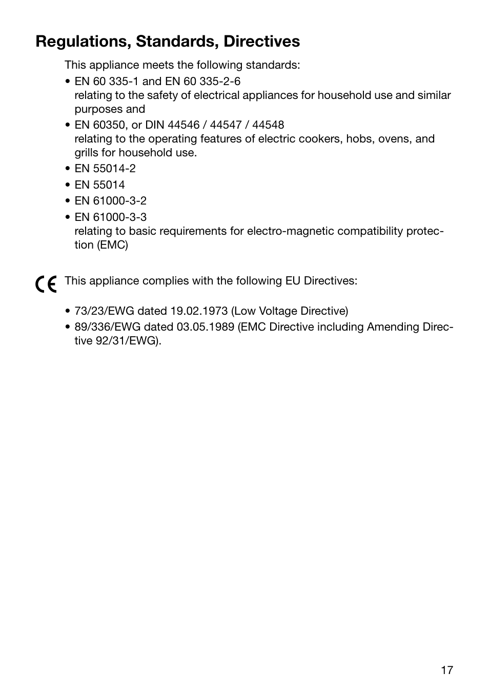 Regulations, standards, directives | Electrolux U24254 EHP6602K User Manual | Page 17 / 28