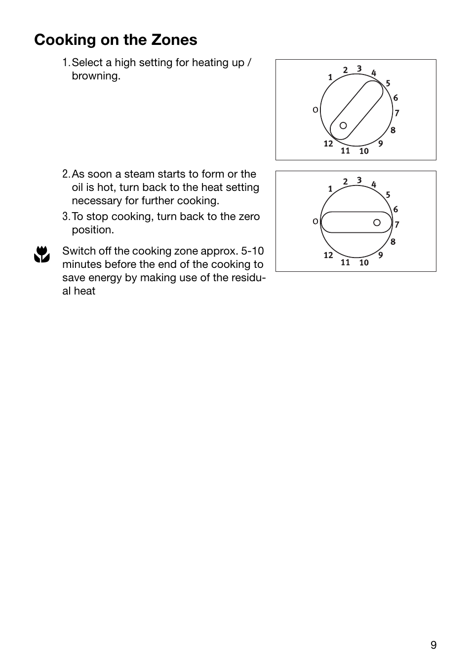 Cooking on the zones | Electrolux U24254 EHP6602K User Manual | Page 9 / 28