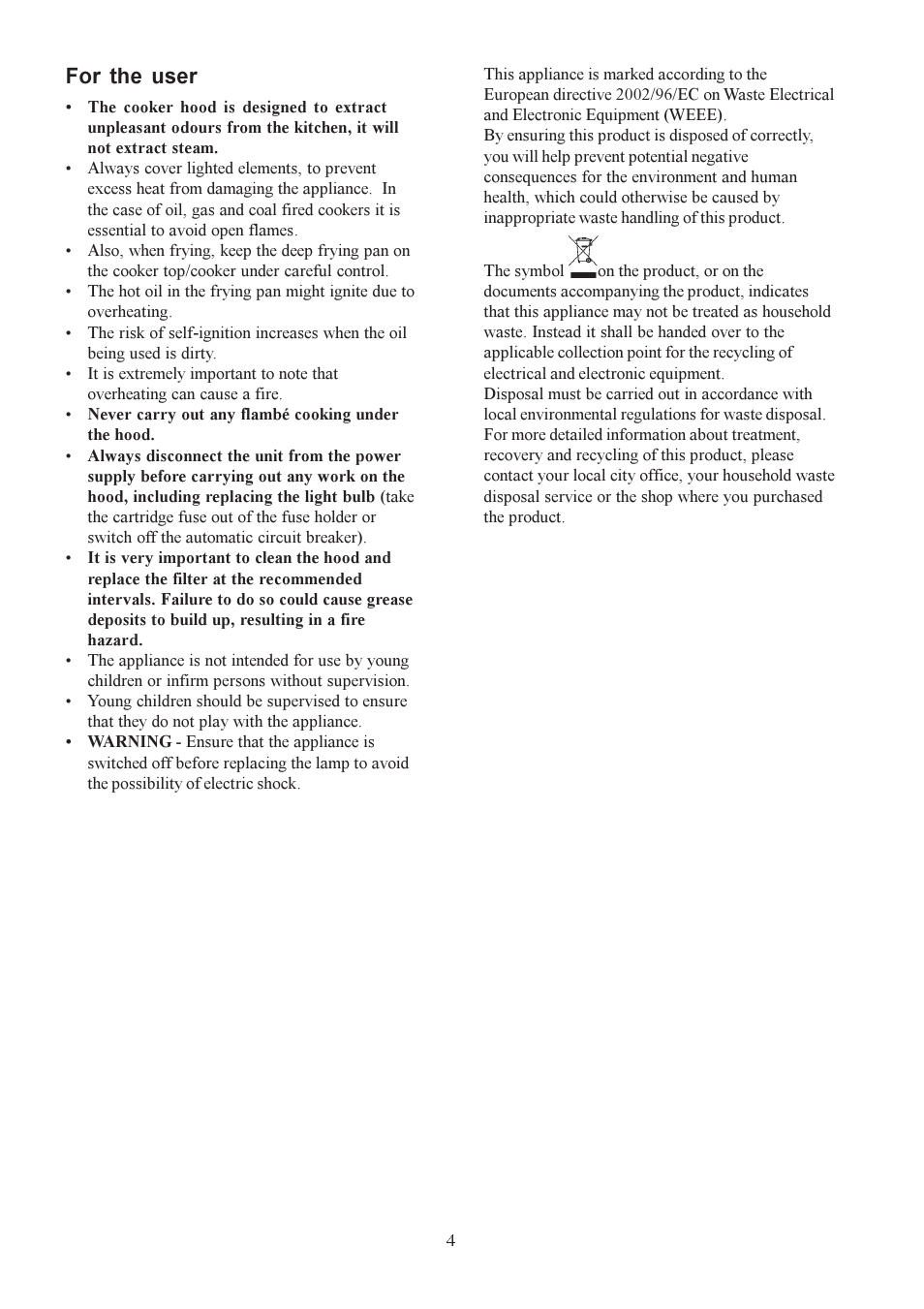 For the user | Electrolux U30311 CH 700 User Manual | Page 4 / 16