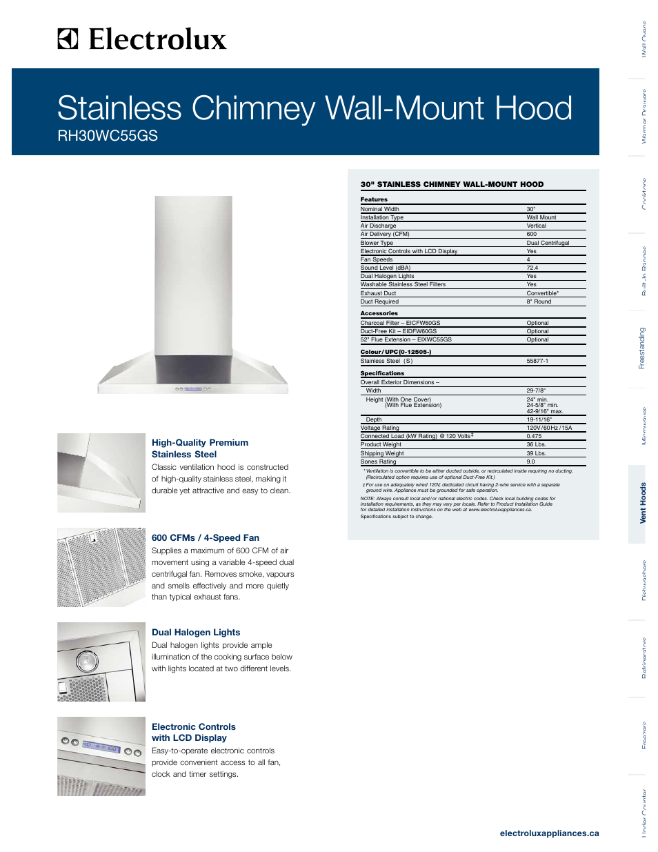 Electrolux RH30WC55GS User Manual | 2 pages