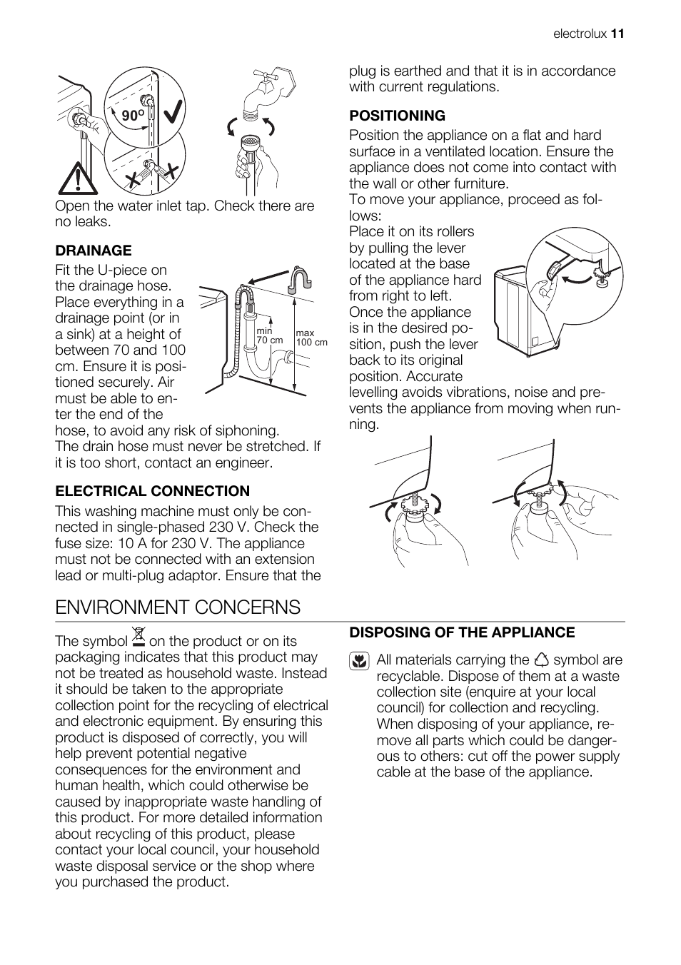 Environment concerns | Electrolux EWT 106411 W User Manual | Page 11 / 16