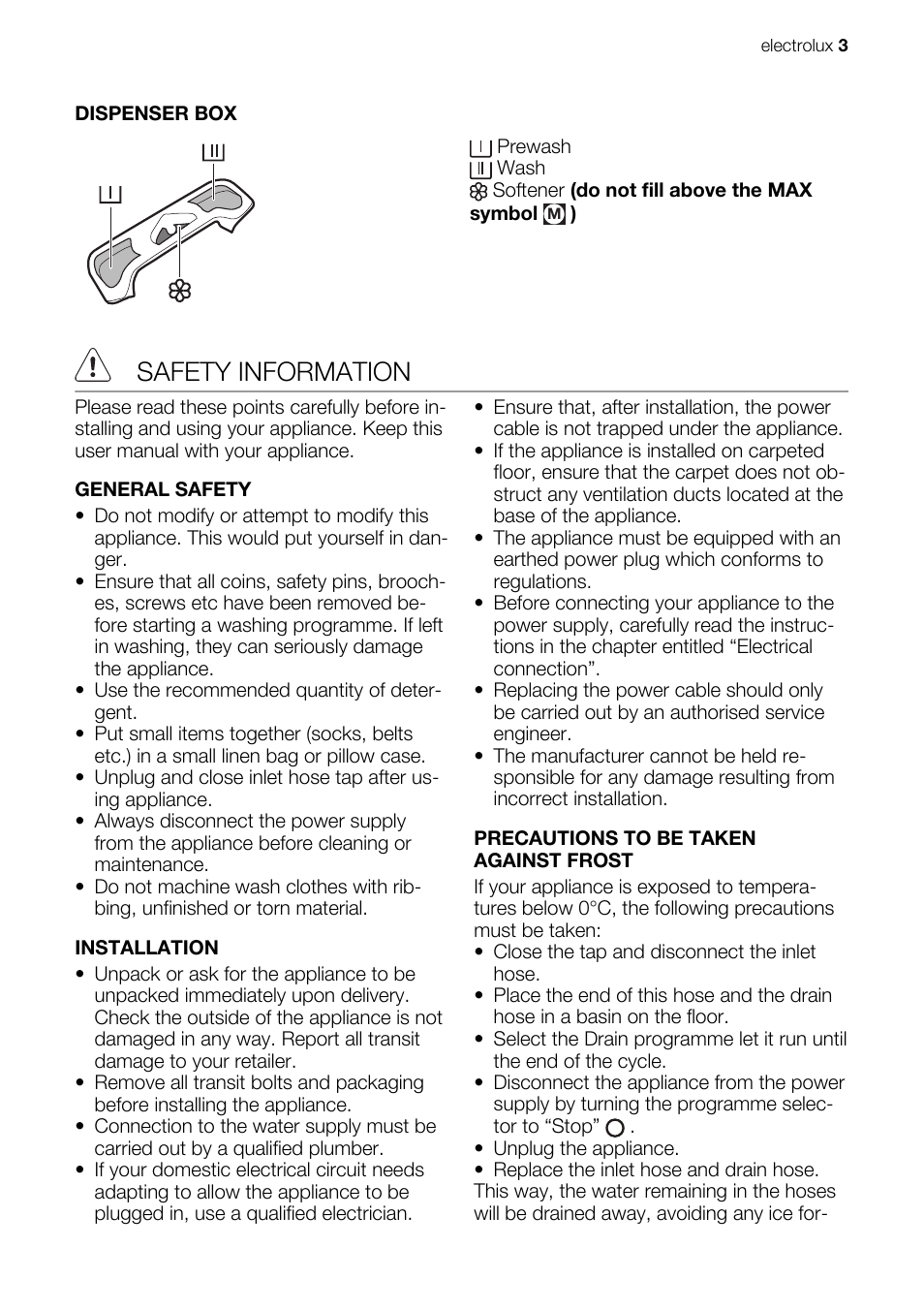 Safety information | Electrolux EWT 106411 W User Manual | Page 3 / 16